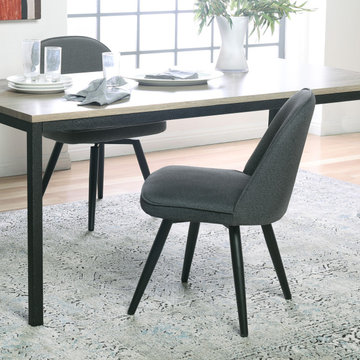 Dome Swivel Office / Dining Side Chair In Charcoal Grey 70182