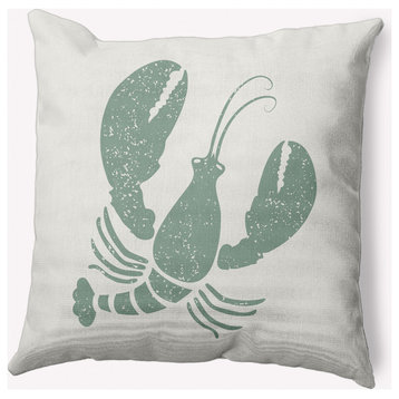 16x16" Lobster Nautical Decorative Indoor Pillow, Sage and White
