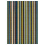 Newcastle Home - Coronado Indoor and Outdoor Striped Blue and Brown Rug, 5'3"x7'6" - Coronado is a striking new indoor/outdoor collection in trend-forward shades of indigo and Mediterranean blue and bright lime green.  Simple, sophisticated patterns come alive with tons of texture and pops of bright color.  It is a collection of high-style, high durability rugs that are perfect for the outdoors or for any room in the home.  Machine made of 100% polypropylene.