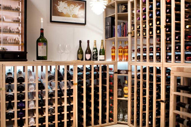 This is an example of a scandi wine cellar in London.