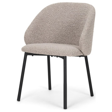 Shannon Dining Chair With Taupe Boucle Fabric and Matte Black Metal