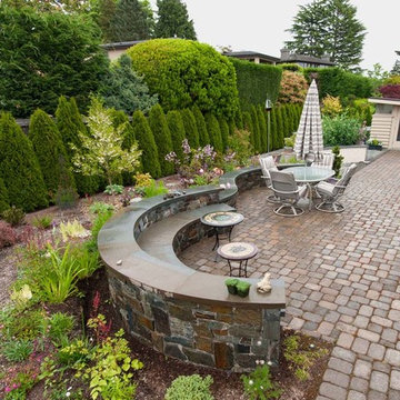Small Garden Space with Patio and Raised Vegetable Beds