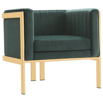 Paramount Accent Armchair, Forest Green and Polished Brass