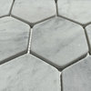 Non Slip Shower Floor Tile Carrara White Marble 3 inch Hexagon Tumbled, 1 sheet