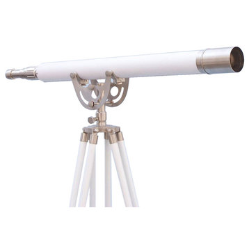 Floor Standing Brushed Nickel With White Leather Anchormaster Telescope 65''