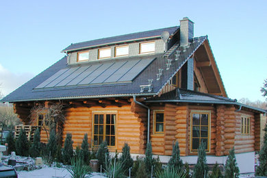Exemple d'une façade de maison montagne.