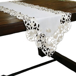 Xia Home Fashions - Daisy Lace Embroidered Cutwork Table Runner - Table Runners