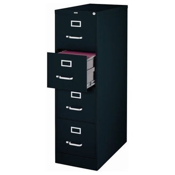 Hirsh 25-in Deep Metal 4 Drawer Letter Width Vertical File Cabinet Black