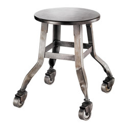 Rolling Metal Stool - Living Room Chairs