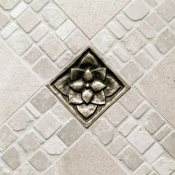 Traditional Bronze Lotus with Tumbled Stone