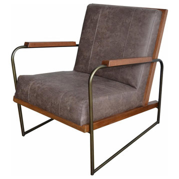 Damian PU Leather Accent Chair, Devore Brown