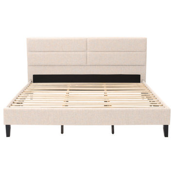 CorLiving Bellevue Cream Fabric Panel Bed - King