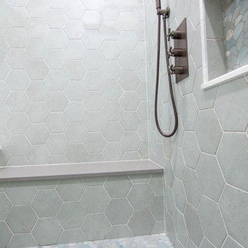 Contemporary Bohemian Primary Bath + Closet Remodel Overland Park, KS
