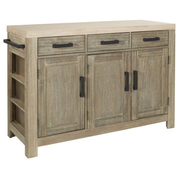 Cocina Kitchen Island in Natural with Spice Rack and Engineered Wood Top