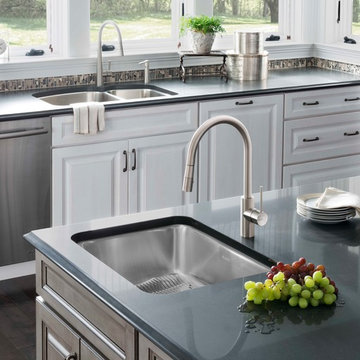 Lustertone Classic Stainless Steel Single Bowl Undermount Sink with Perfect Drai