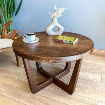 Muse Round Cocktail Table | Solid Walnut Mid-Century Design