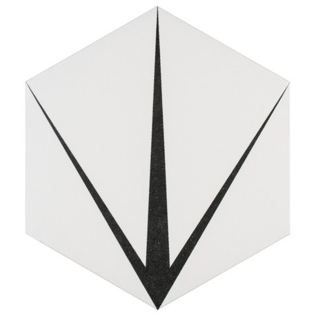Trident Hex Encaustic Porcelain Floor and Wall Tile, Blanco