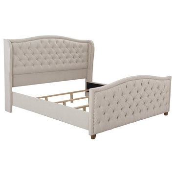 Marcella Tufted Wingback King Bed Sky Neutral