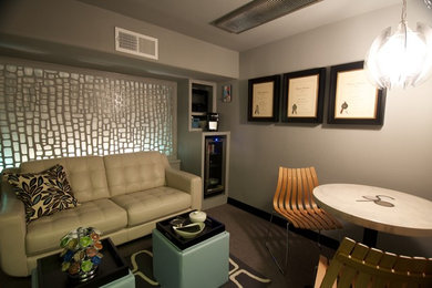 Home office - mid-century modern home office idea in Other