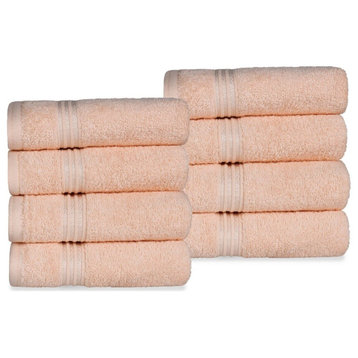 8 Piece Egyptian Cotton Washable Hand Towel, Peach