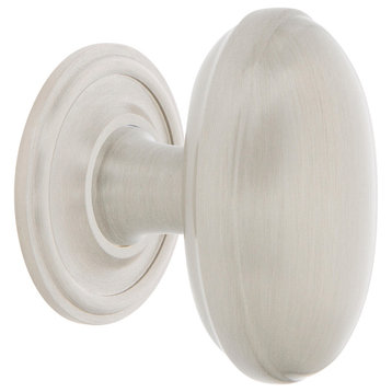 Homestead Brass 1 3/4" Cabinet Knob With Classic Rose, Satin Nickel