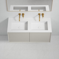 Volini Double Bathroom Vanity Unit Matte Stone 1200mm - Bathroom Vanity Units & Sink Cabinets