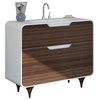 Oxirion Bathroom Vanity White Ebony, Curved Edge, 32"