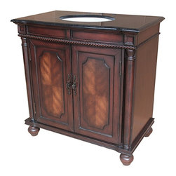 Antique 36 inch Single Sink Bathroom Vanity Dark Cherry Brown Finish - Bathroom Vanities And Sink Consoles