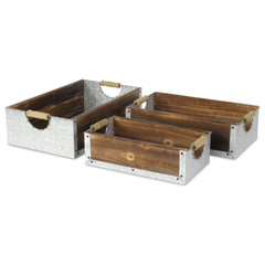 Brown Woven Vinyl Pattern Boxes with Front Buckle and Bronze