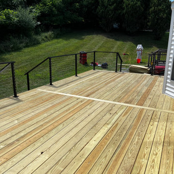 Pressure Treated Wood  Deck with Cable Rail System