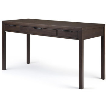 Transitional Desk, Drawer With Flip Down Front & Side Drawers, Warm Walnut Brown