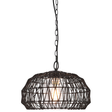 Novogratz x Globe 1-Light Outdoor Plug-In Pendant Light, Matte Black
