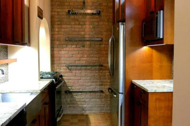 Example of a transitional kitchen design in New York