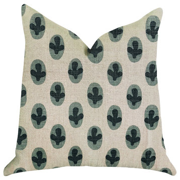 Cacti Pear in Green and Beige Color Luxury Throw Pillow, 18"x18"