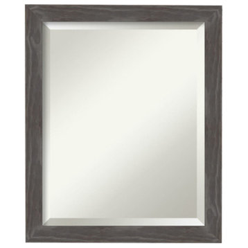 Woodridge Rustic Grey Beveled Wood Bathroom Wall Mirror - 19 x 23 in.