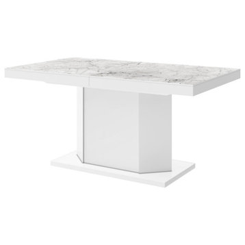 Tamigo Storage Dining Table, White Marble