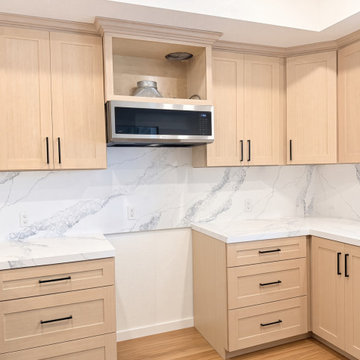 White Quartz Kitchen with Full Slab Backsplash — Coastal Ventura County