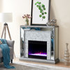 Fireplace with Color Changing Firebox - Antique Silver Finish with White Faux Ma