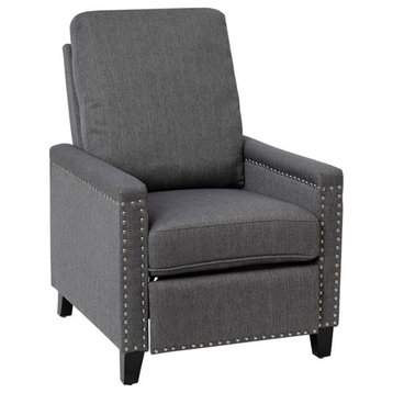 Flash Furniture Carson Fabric Push Back Recliner with Accent Nail Trim in Gray