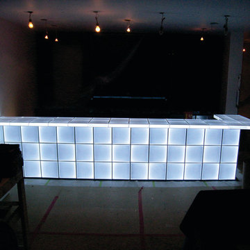 Caesarstone’s Concetto Collection Blue Agate backlit with SLABlite