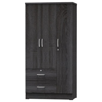 Better Home Products Symphony Wardrobe Armoire Closet with Two Drawers, Gray