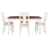 Linon Willow Wood Five Piece Dining Set in Vanilla White and Honey Brown