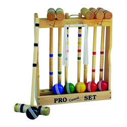 Amish Handcrafted - Maple Hardwood Croquet Set With Caddy - Outdoor And Lawn Games