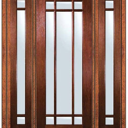 Pre-hung French Sidelites Door 96 Wood Mahogany 9 Lite Marginal - Patio Doors