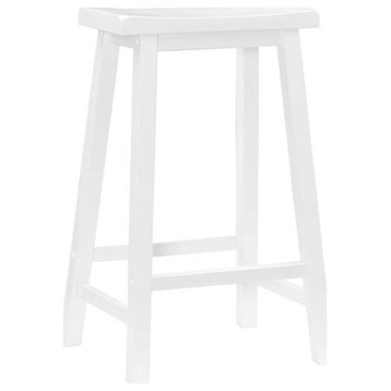 Linon Beamon 29" Sturdy Wood Backless Saddle Seat Counter Stool in Pure White