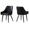 Dining Chair Set Of 2 Side Upholstered Kitchen Pu Leather Look Black