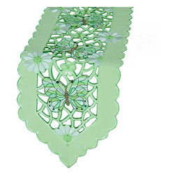 Xia Home Fashions - Emerald Mariposa 8"x62" Table Runner - Table Runners