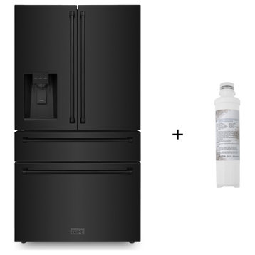 ZLINE 36" Refrigerator With Water and Ice Dispenser, Black RFM-W-WF-36-BS