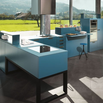 Küche , blau, Küchenblock,