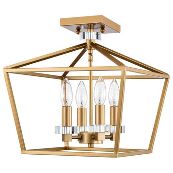 WAREHOUSE OF TIFFANY'S 2018/4SF Jimmi Matte Gold 4-Light Metal Open Cage
